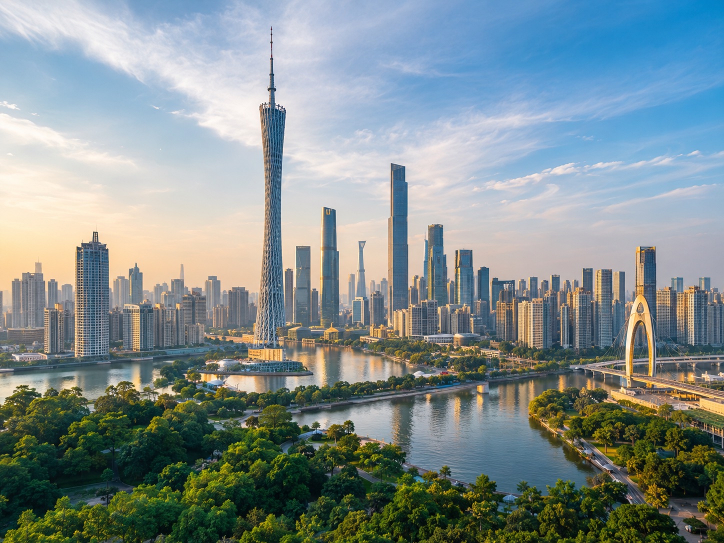 Southern China skyline at sunset